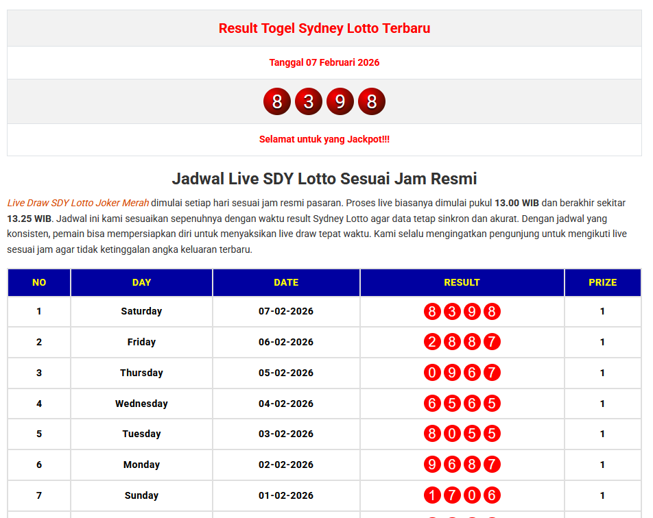 Live Sydney Lotto