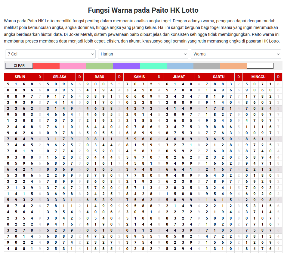 Paito Warna HK Lotto